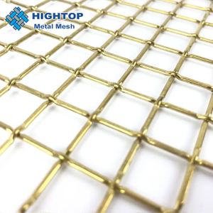 HT-AR-045:Brass Decorative Metal Woven Crimped Wire Mesh Screen For Furniture