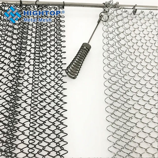 HTP-FM-002:Decorative Stainless Steel Metal Coil Curtain Fireplace Mesh Screen