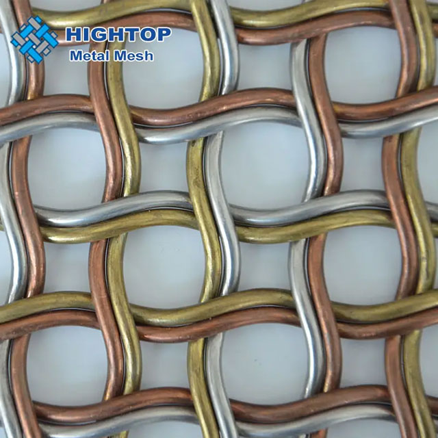 HT-AR-002:Decorative Brass Wire Crimped Woven Mesh Panel
