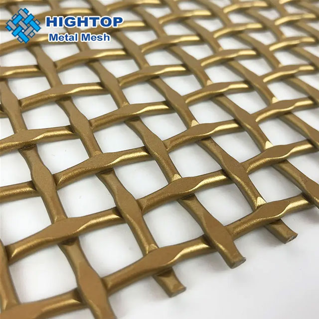 HT-AR-032:Stainless Steel Gold Color Crimped Woven Grilles