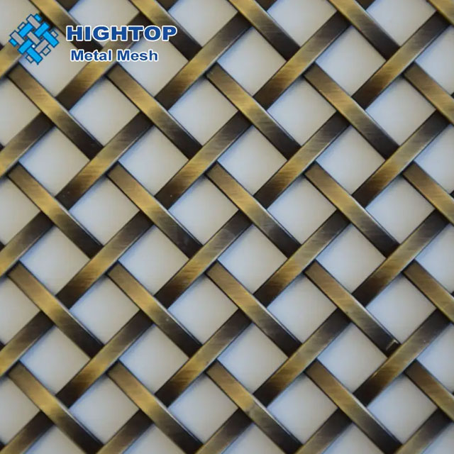 HT--AR-015:Brass Plated Stainless Steel Decorative Crimped Woven Wire Mesh