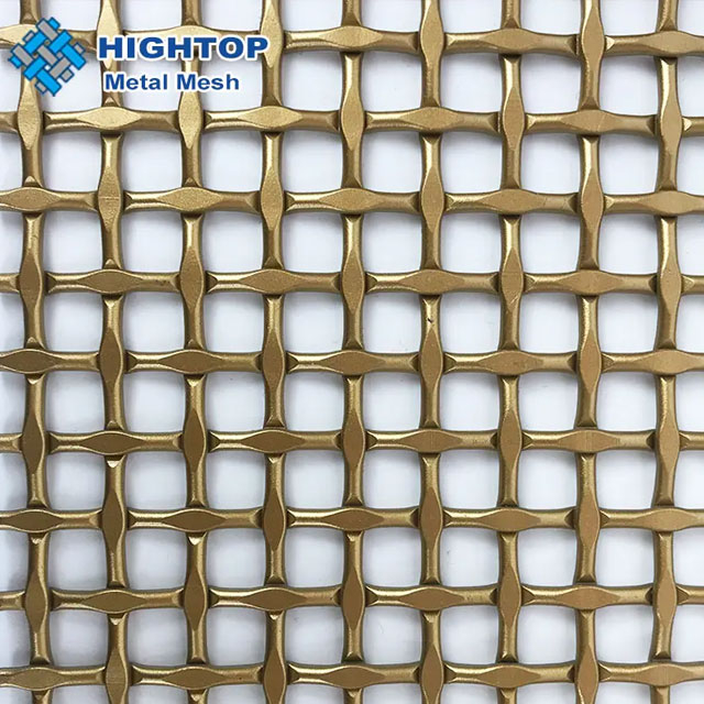 HT-AR-032:Stainless Steel Gold Color Crimped Woven Grilles