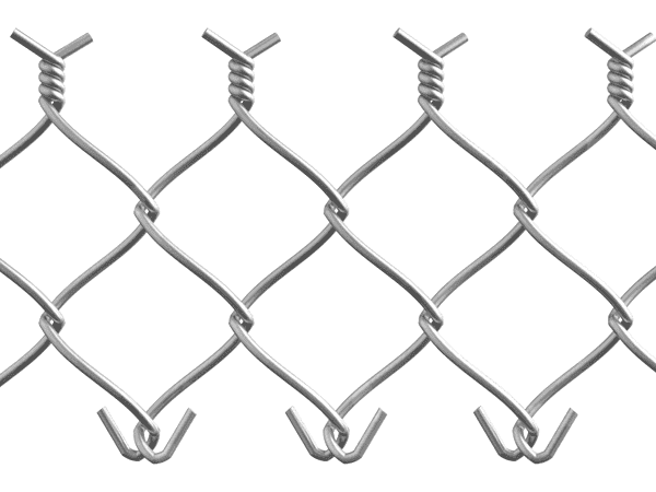 Galvanized chain link fence with knuckle-barbed selvages